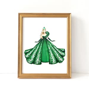 May Birthstone, Emerald (Fashion Illustration Print)