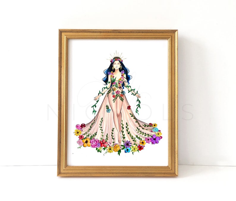 Virgo Season 2 Zodiac Fashion Illustration Print image 1