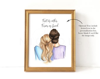 Mother's Day Semi-Custom Print (Choose Your Hair Colors and add your own text) Fashion Illustration