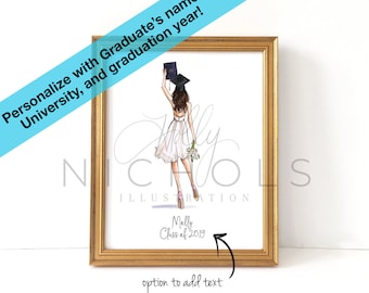 Graduation Girl (Personalize with your College/Grad Year and Hair and Skintone) Choose Your Hair/Skin Tone