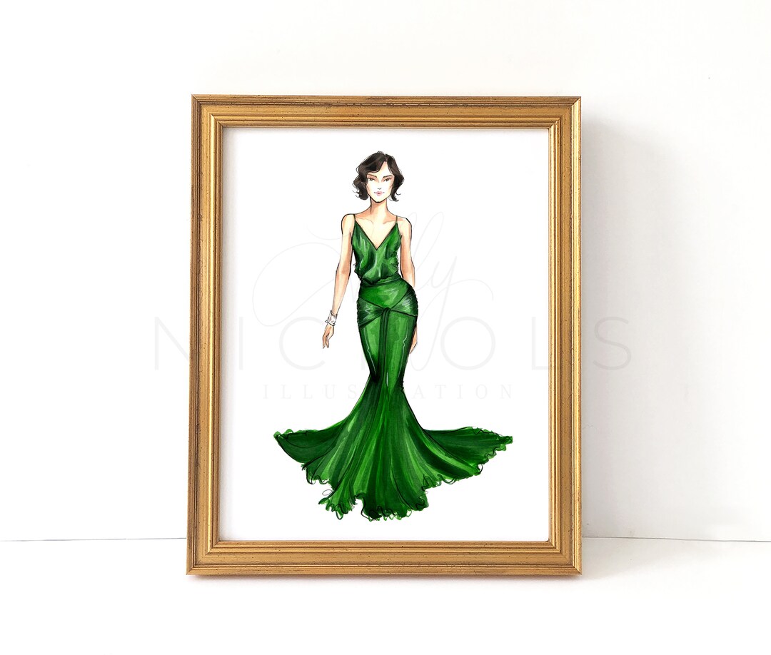 green dress drawing Elegant Floor-Length Heavy Flair Partywear floral Organza Gown in Teal –  siyarasfashionhouse main image 0