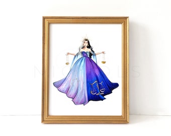 Libra (Zodiac Fashion Illustration Print)