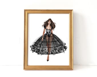 Haunted (Halloween Fashion Illustration Print)
