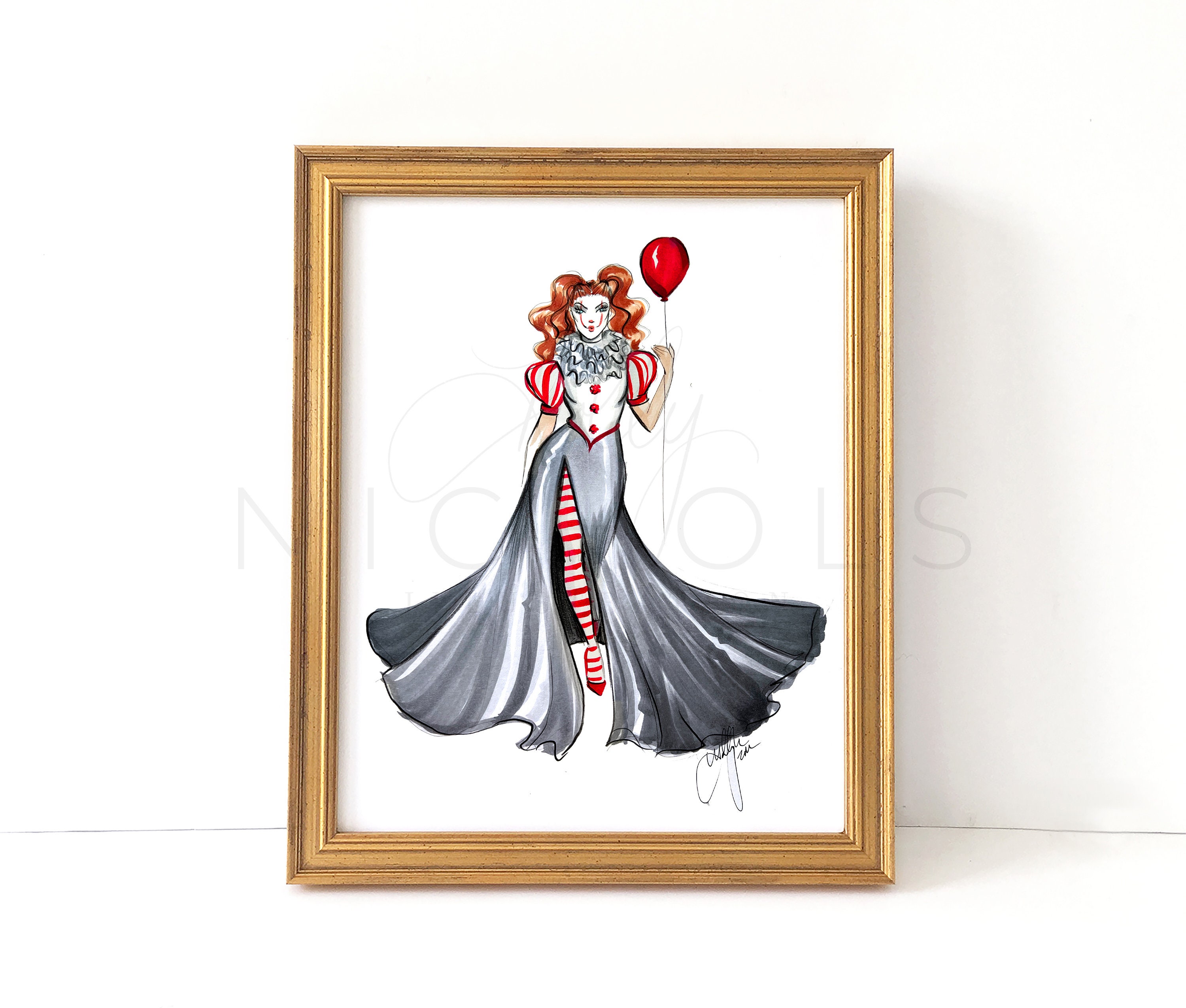 Evil Clown (fashion Illustration Print) - Etsy