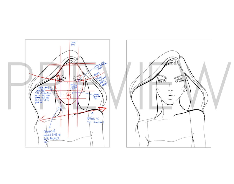 Download Portrait Template Coloring Page for Procreate Printing and ...