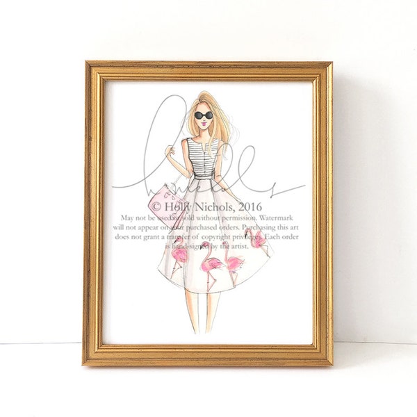 Flamingo Girl (Fashion Illustration Print)