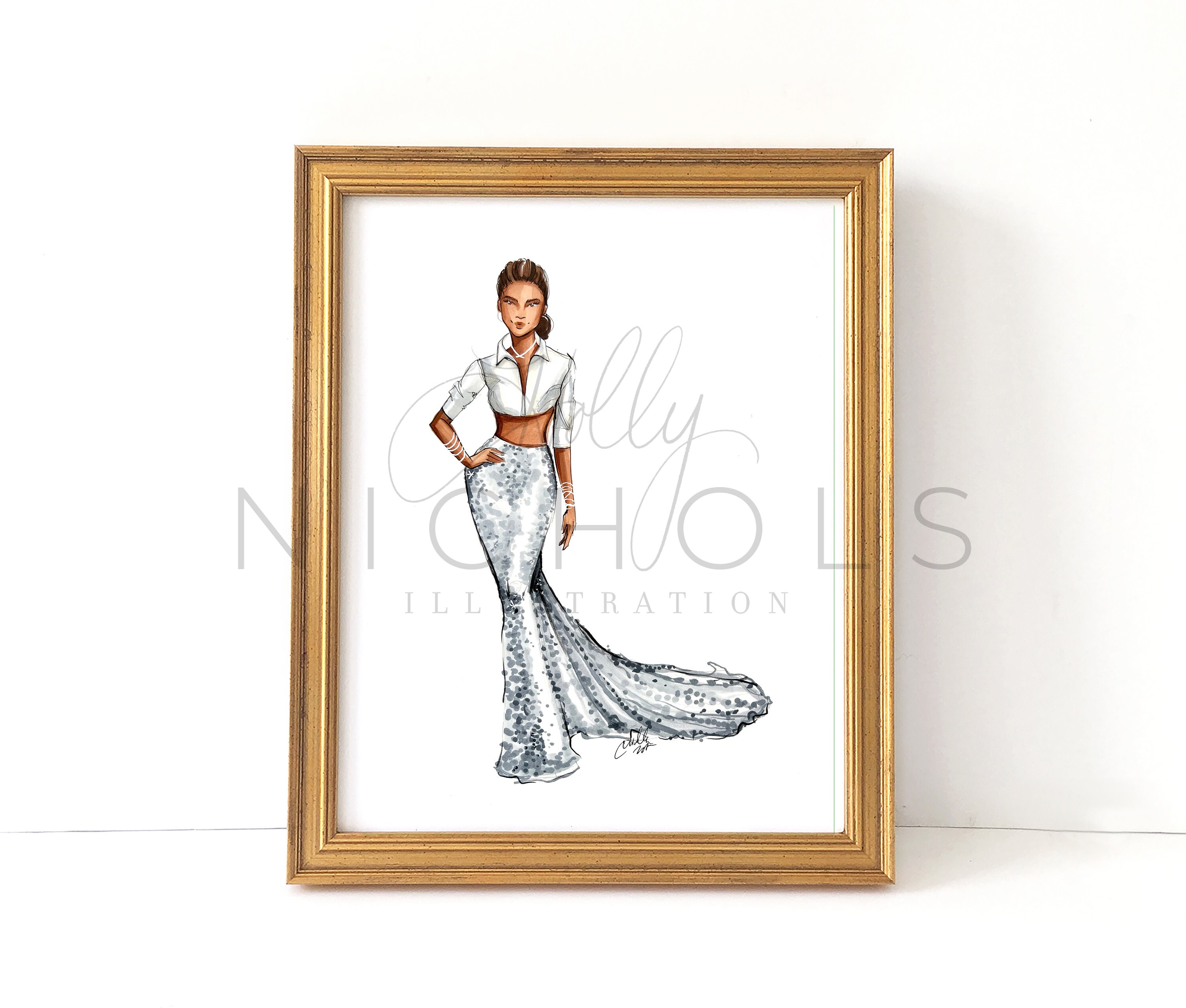 Z in Silver (Fashion Illustration Print)