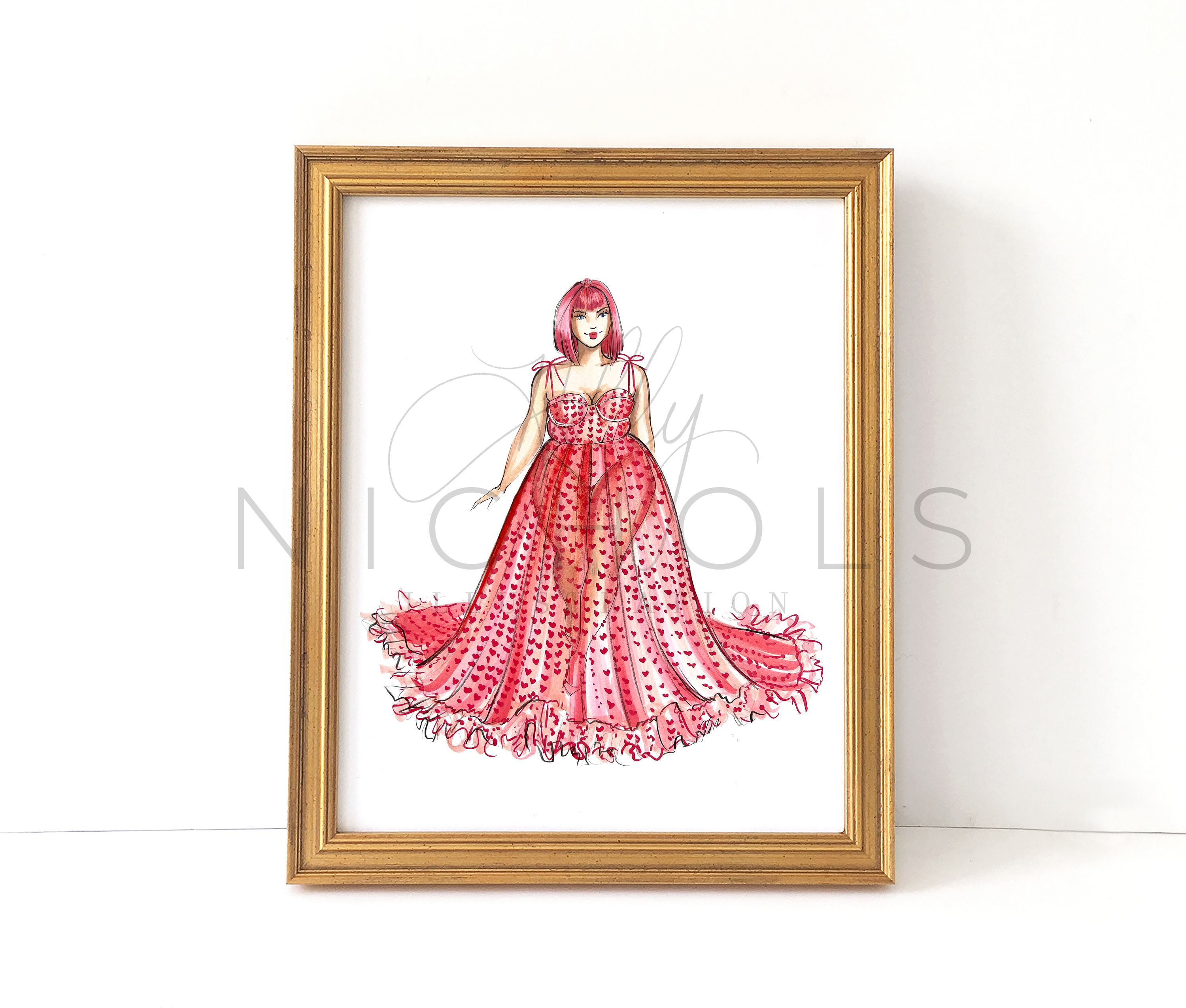 Pinking of Love (fashion Illustration Print) - Etsy