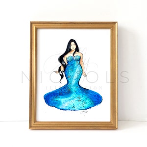 Turquoise Mermaid (Fashion Illustration Print)