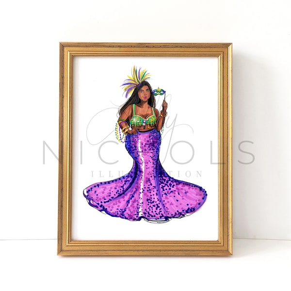 Mardi Gras  (Fashion Illustration Print)