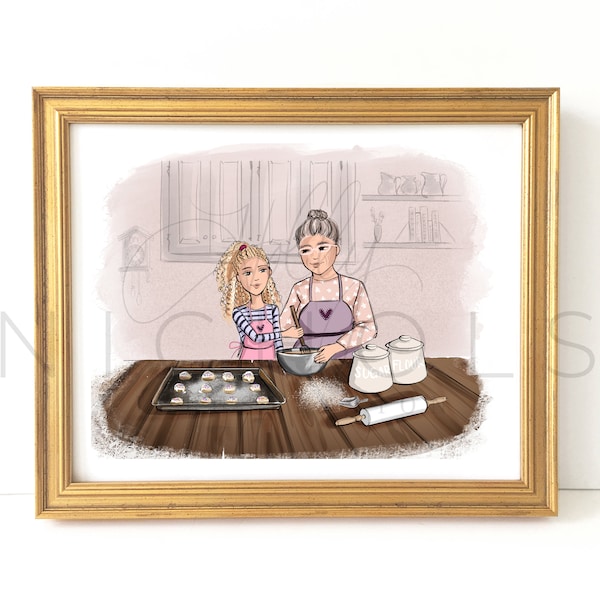 Baking With Grandma (Fair Skin tone, Young Girl With Curly Blonde Hair)