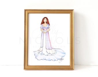 Pastel Layered Dress (Famous Dresses, Fashion Illustration Print)