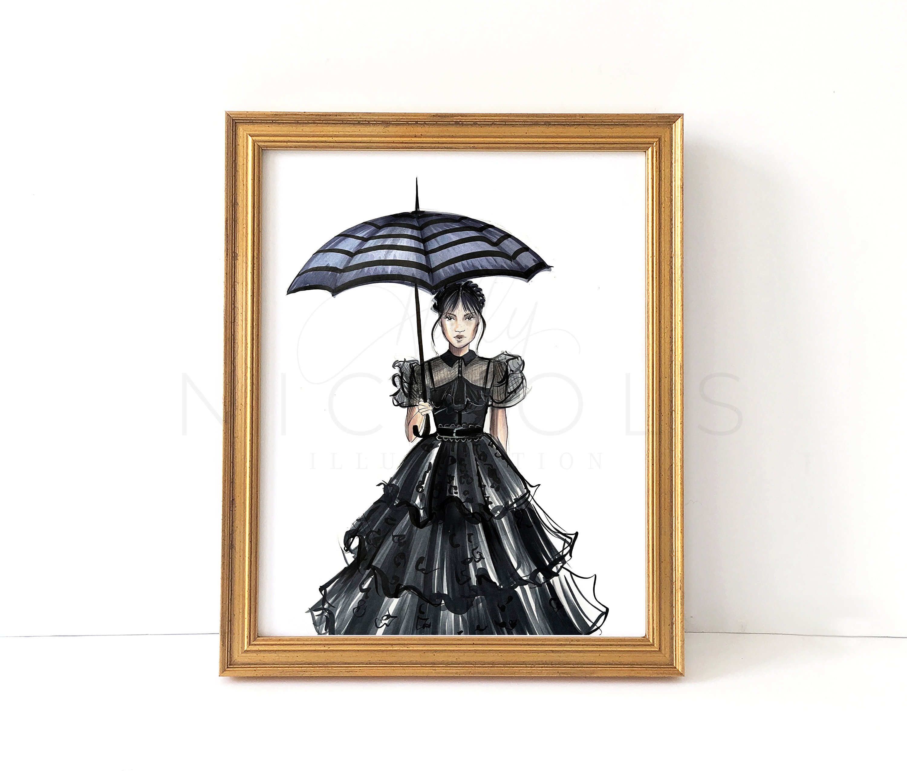 Girl in the Rain fashion Illustration Print picture