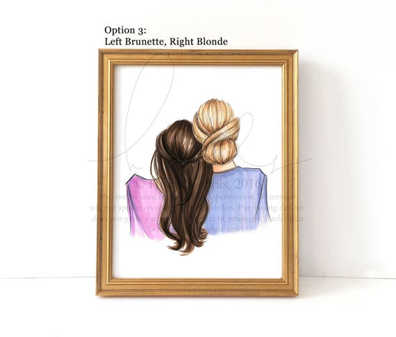 Apóyate en mí elige tus colores de cabello Ilustración de Etsy