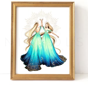 Gemini Season Two (Zodiac Fashion Illustration Print)