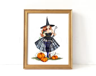 Witchy Wonder (Fashion Illustration Print) Pumpkin Witch