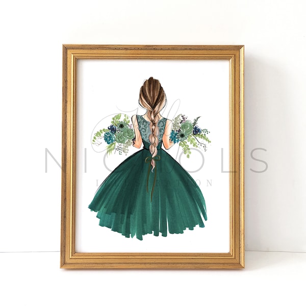 Girl In Green (Fashion Illustration Print)