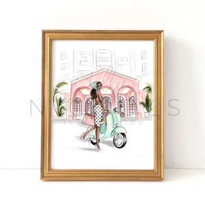 Holiday at the Pink Palace (Bermuda Fashion Illustration Print)