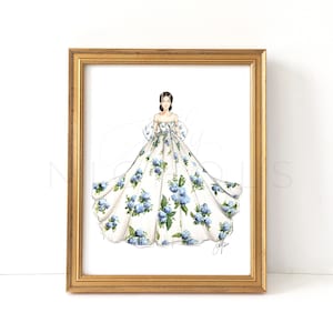 Hydrangea Couture Gown Art  (Fashion Illustration Print)