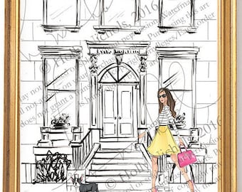 Brownstone City Chic (Fashion Illustration Print)