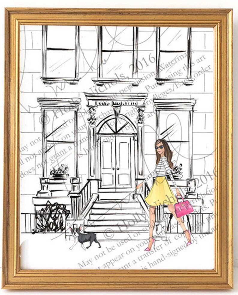 Brownstone City Chic Fashion Illustration Print imagem 1