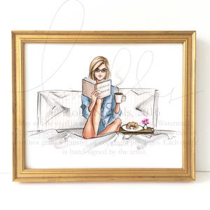 Breakfast in Bed choose Your Hair Color/skintone Fashion Illustration ...