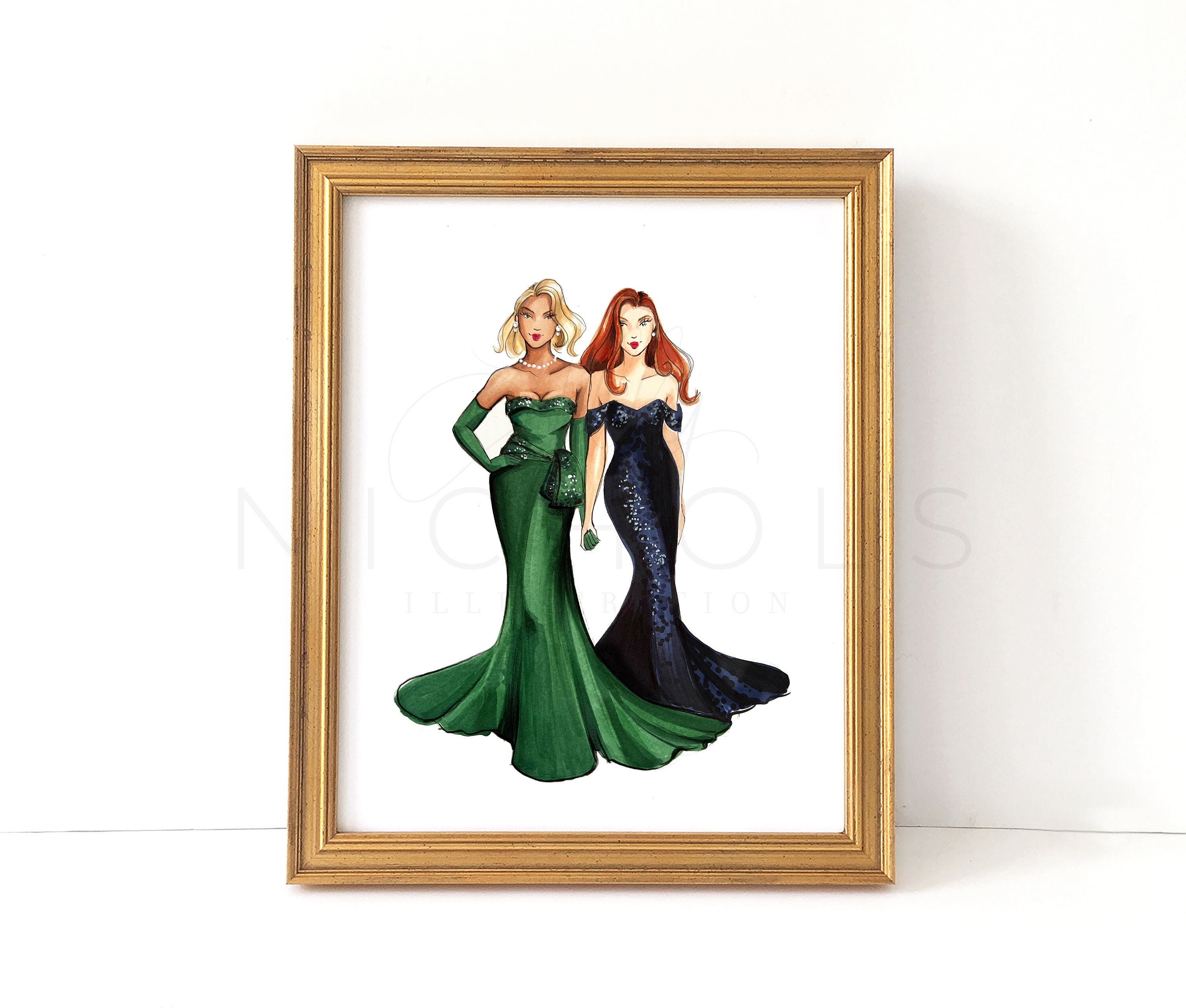 evelyn hugo green dress Evelyn Hugo Green Dress Illustration
