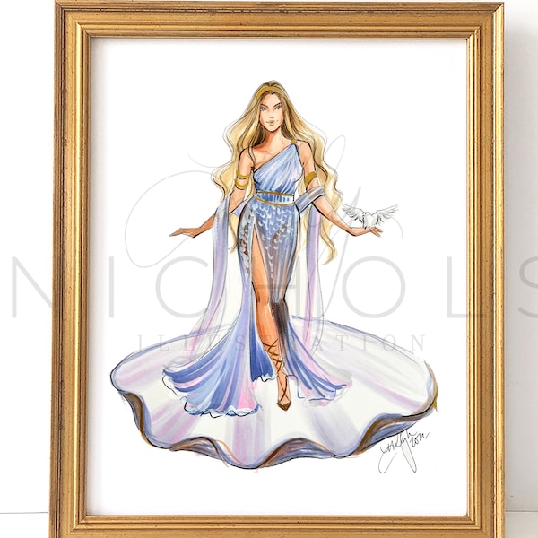 Aphrodite (Greek Goddess Fashion Illustration Print)