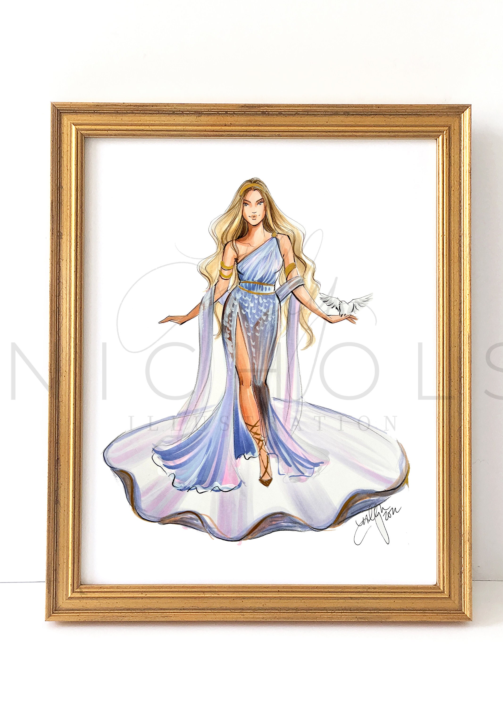 Aphrodite Greek Goddess Fashion Illustration Print Etsy 日本