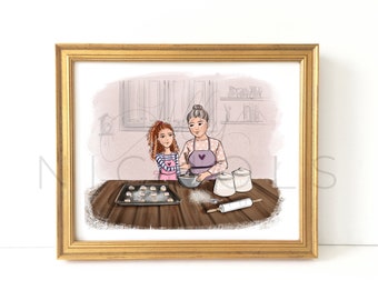 Baking With Grandma (Fair Skin tone, Young Girl With Curly Red Hair)