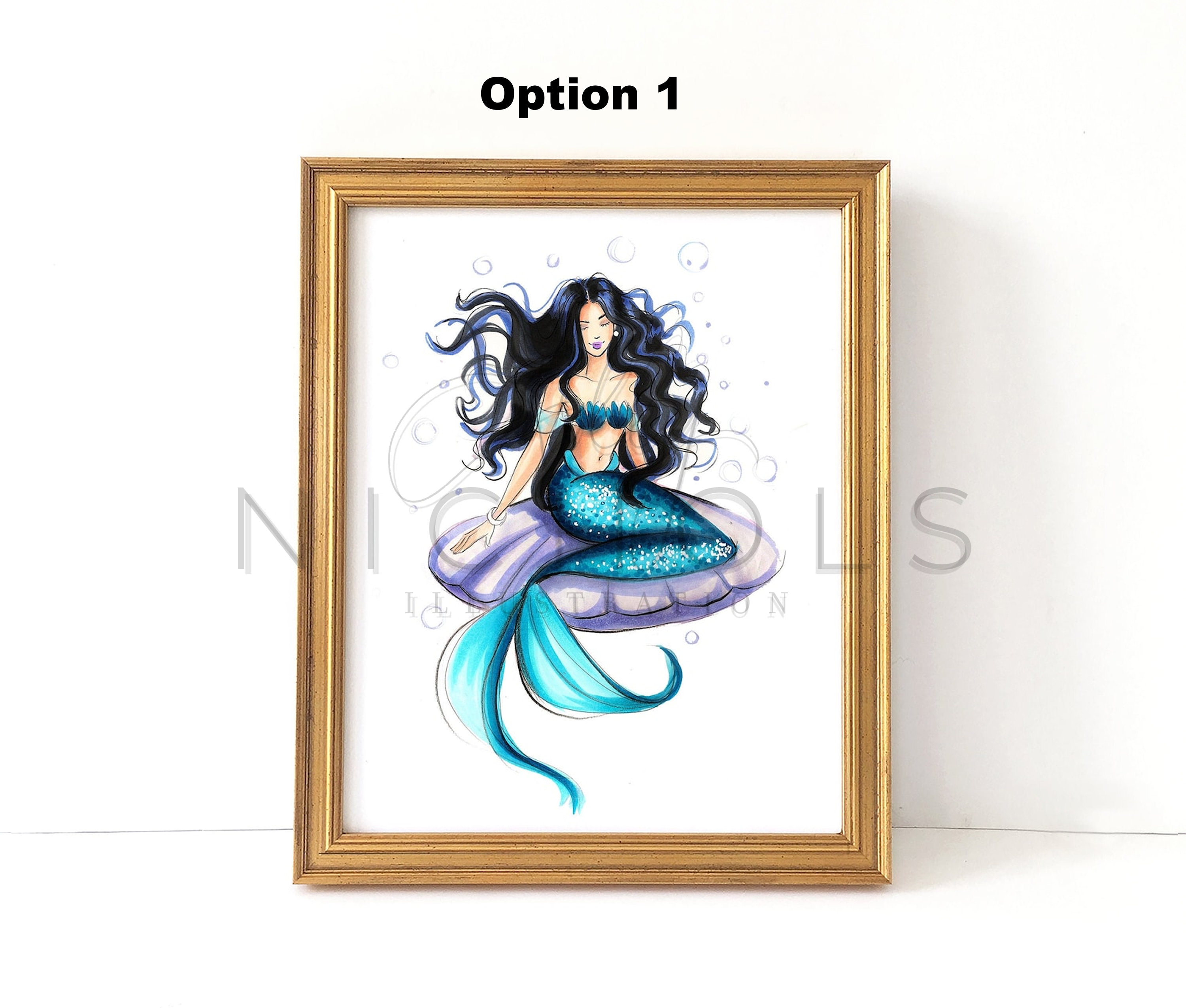 マーメイドイラスト（ファッションイラストプリント） - Etsy 日本