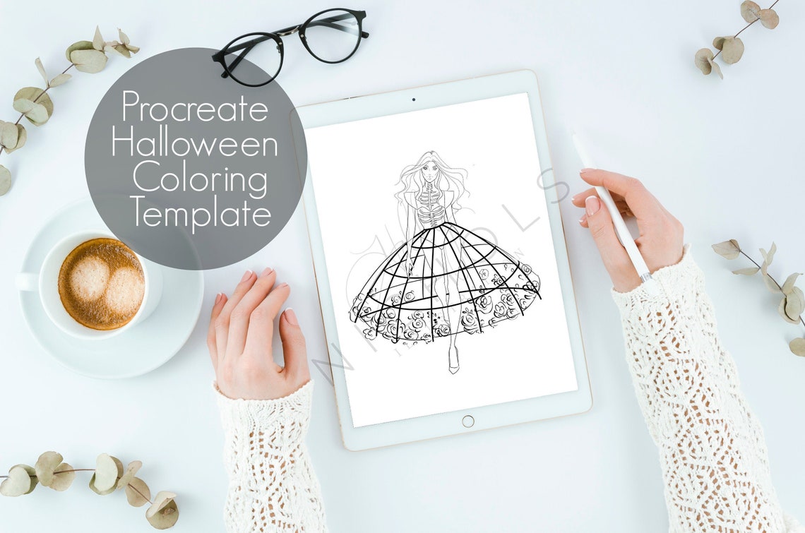 Procreate Halloween Fashion Coloring Page for Procreate - Etsy