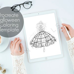 Procreate Halloween Fashion Coloring Page, for Procreate, Printing and ...