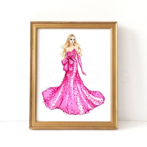 Pink Sparkle Fashion Illustration Print image 1