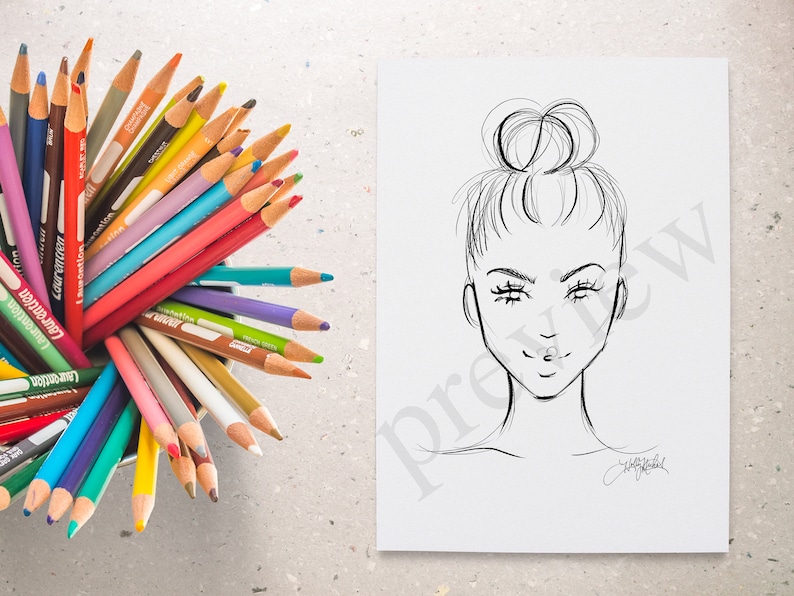 Download Face Template Coloring Page for Procreate Portrait ...