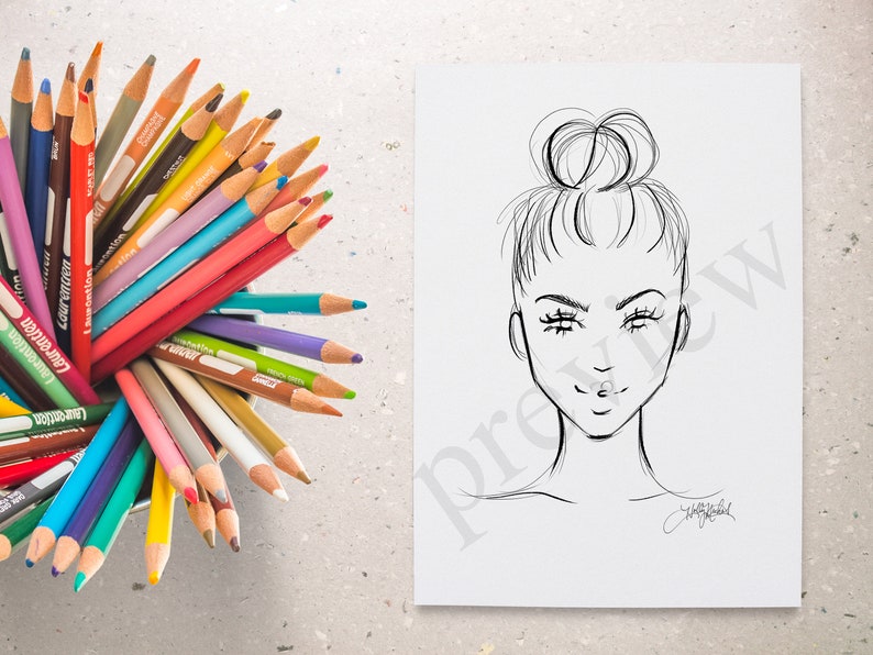 Download Face Template Coloring Page for Procreate Portrait ...