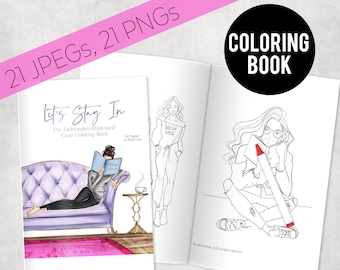 Digital Fashion Illustration Cozy Coloring Book for digital or print use (Adult/Kids Coloring Book)