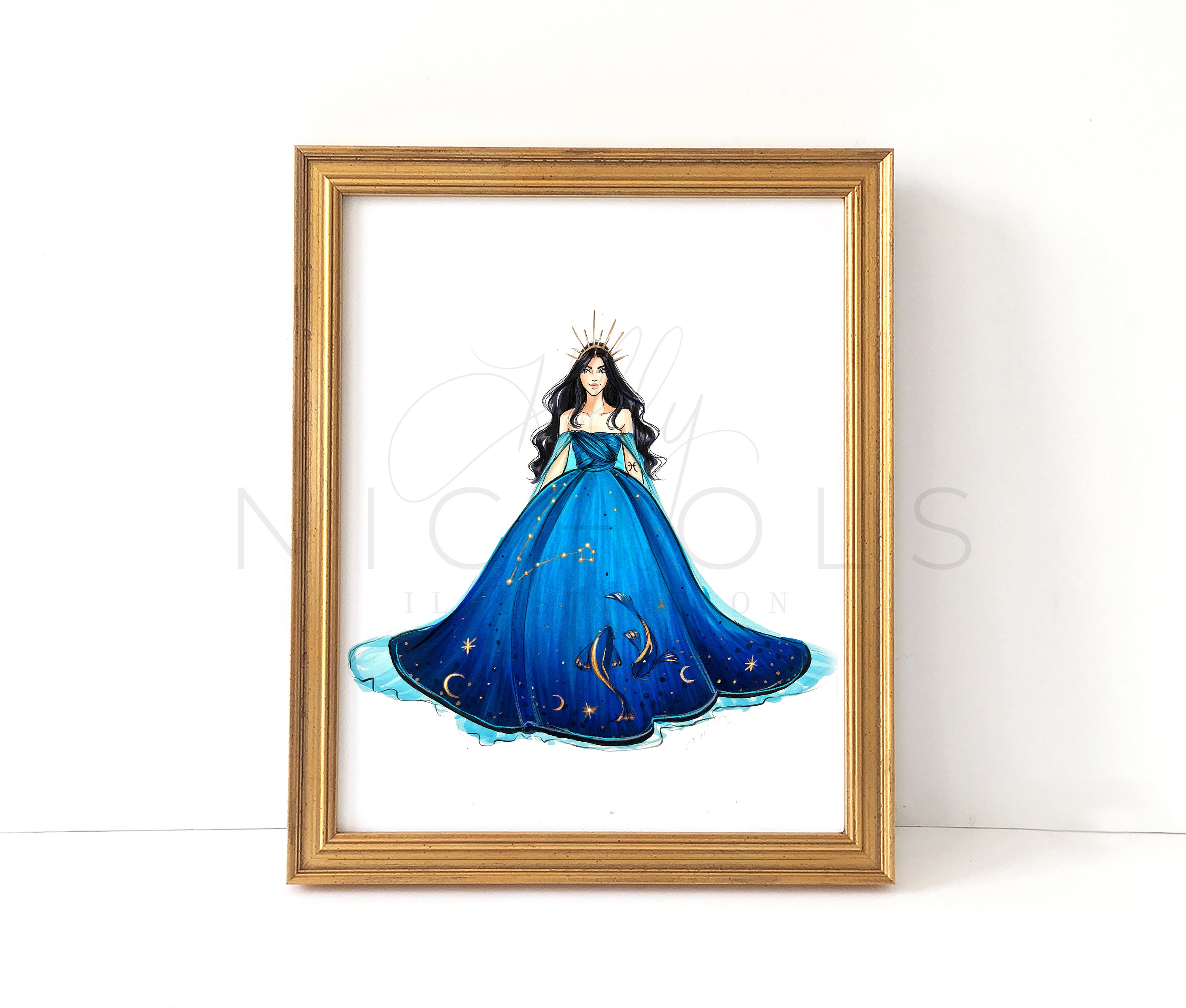 Pisces zodiac Fashion Illustration 