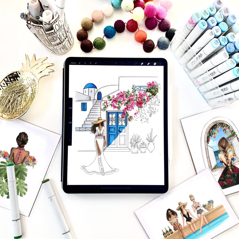 Digital Fashion Illustration Travel Wanderlust Coloring Book for digital or print use Adult/Kids Coloring Book PDF, JPEG, and PNG image 3