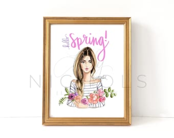 Hello Spring (Fashion Illustration Print)