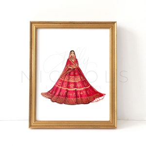 Bride in Red (Fashion Illustration Print)