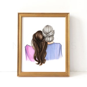 Mother's Day Semi-Custom Print (Choose Your Hair Colors and add your own text if desired) Fashion Illustration