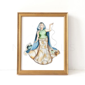 Città della Pasta, a Fashion nod to Strega Nona (Children&#39;s Book Haute Couture Series, Fashion Illustration Print)