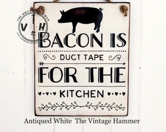 Country Pig Kitchen painted wood signs southern woman duct tape bacon personalized gift home decor small town farmhouse welcome hogs pigs 1