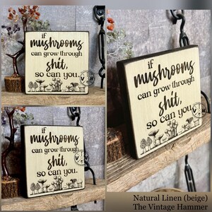 Engraved Mushroom Wood Plaque: Inspirational Self-Care Quote Decor image 5