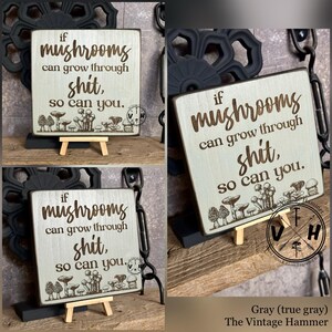 Engraved Mushroom Wood Plaque: Inspirational Self-Care Quote Decor image 6
