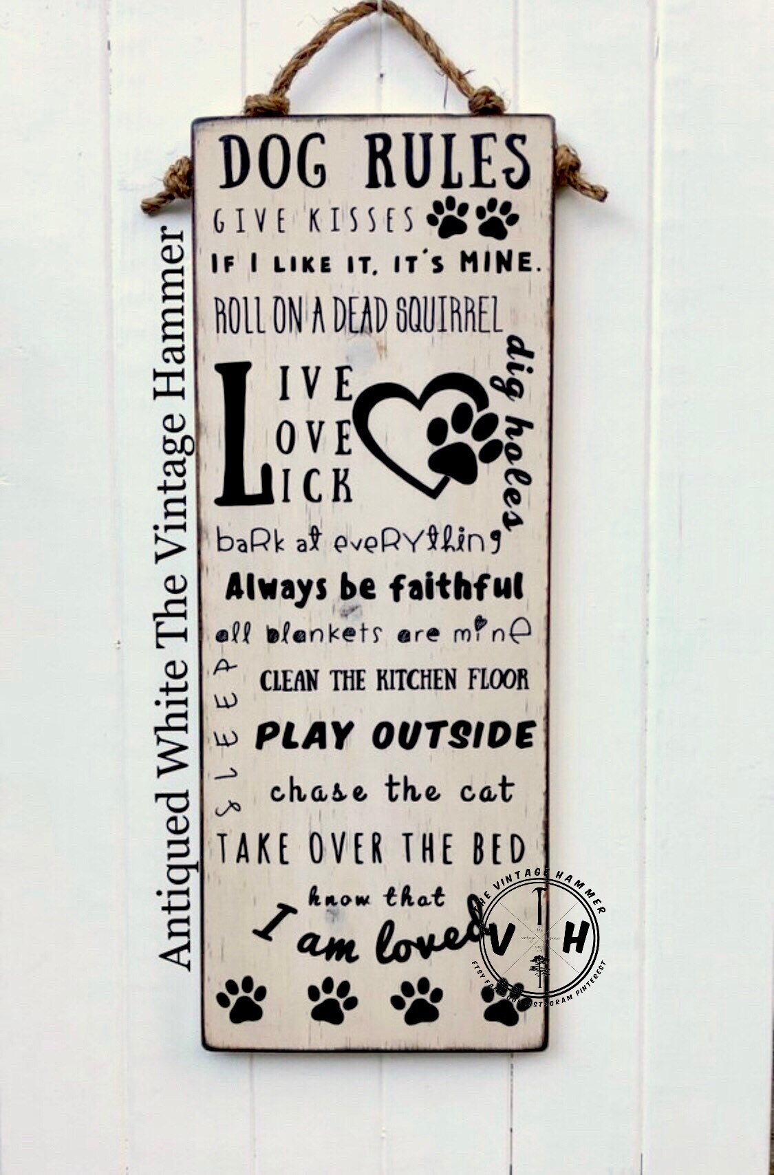 Dog Rules Sign wood sign sayings wood dog signs hand | Etsy