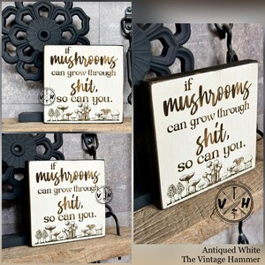 Engraved Mushroom Wood Plaque: Inspirational Self-Care Quote Decor image 4