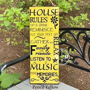 Deck Rules painted wood signs weather resistant outdoor porch patio lake friends family relax music sip a drink read a book gather 2