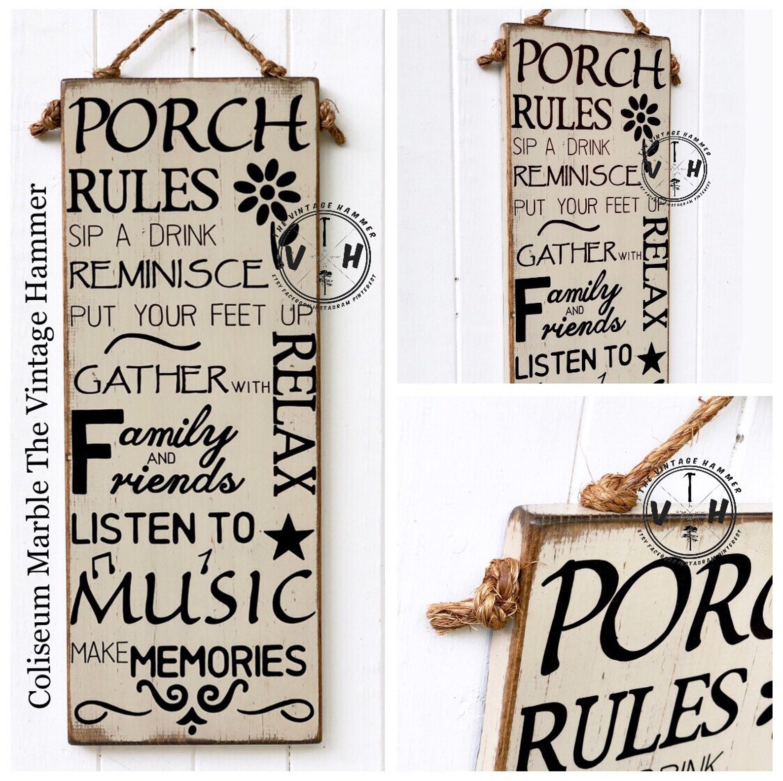 Large Porch Rules Sign. Hand painted outdoor sealed wood Etsy